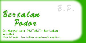 bertalan podor business card